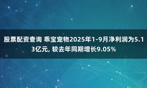 股票配资查询 乖宝宠物2025年1-9月净利润为5.13亿元, 较去年同期增长9.05%